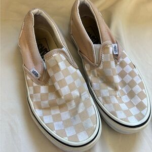 Vans kids Classic Slip-On Checkerboard Sneakers - Beige & White